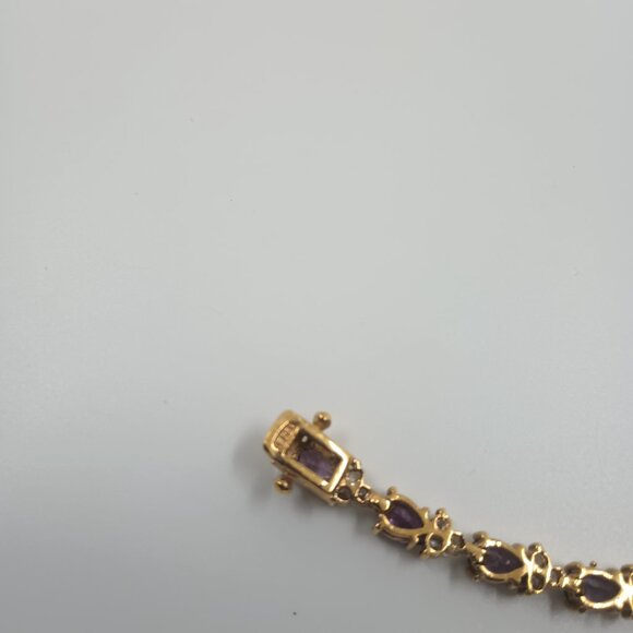 Vintage DBJ Amethyst and CZ Gold Vermeil Sterling Silver Bracelet. - Picture 4 of 6